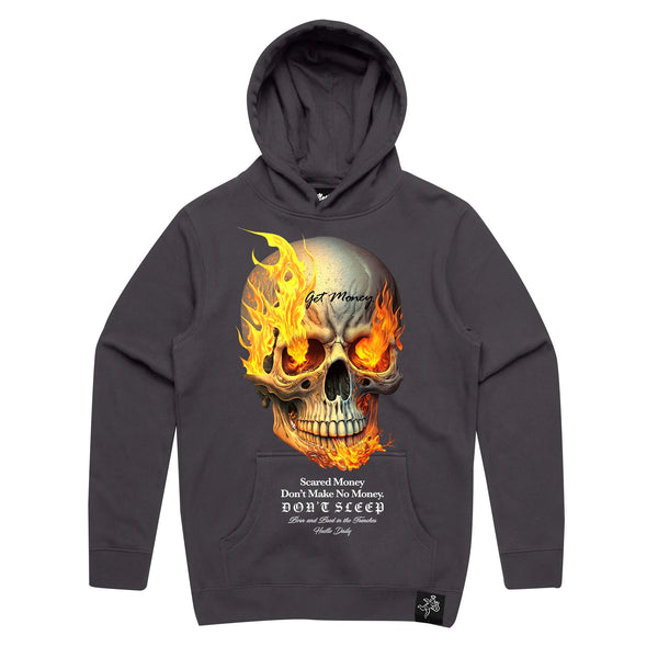 Muerte Fire Skull Hoodie (Grey)
