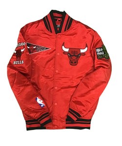 Men's Chicago Bulls Bomber Satin Red Jacket
